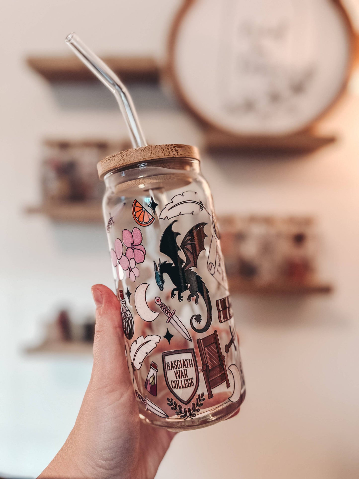 Fourth Wing Glass Can Cup: 20oz