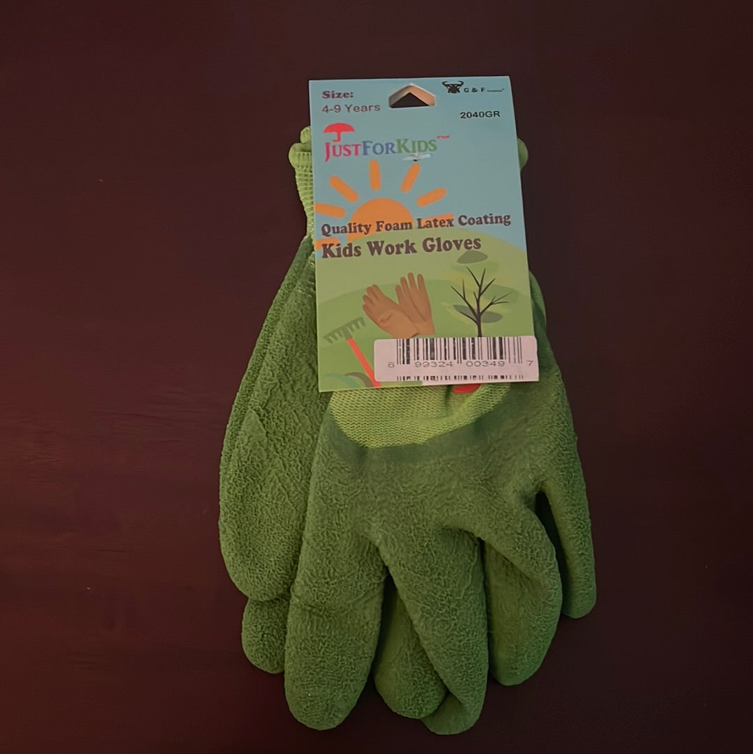Premium Microfoam Texture Coated Kids Garden Gloves, Green