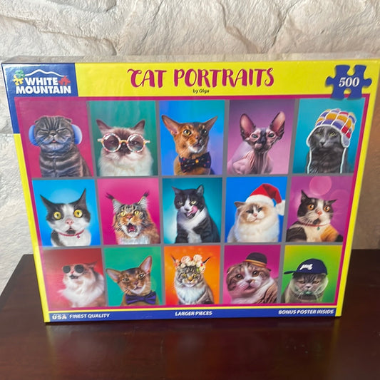 Cat Portraits Puzzle - White Mountain Puzzles