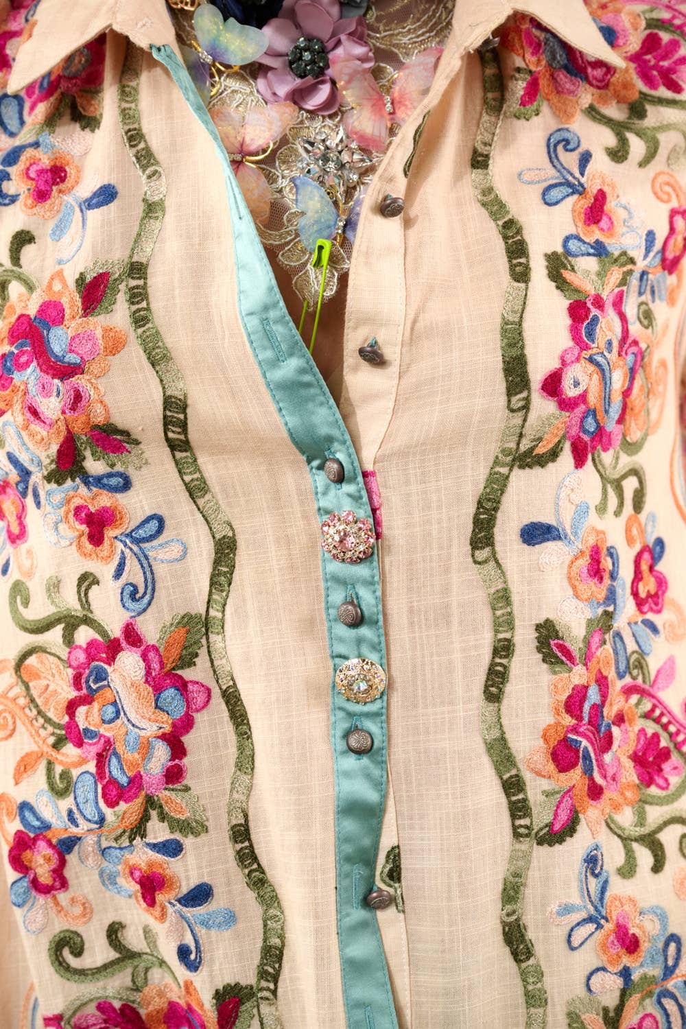Beauty Mark Embroidered Maxi Duster / Shirt Dress : Tea Wash / XL