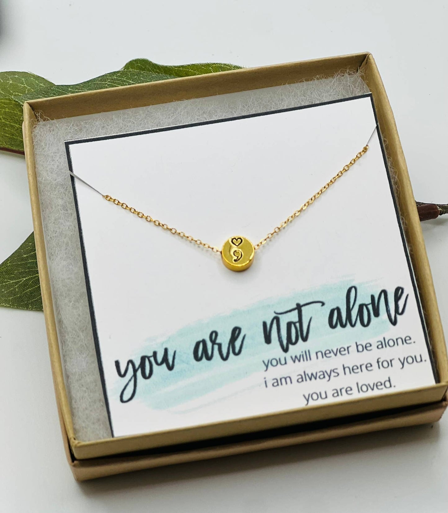 Semi-Colon, Semicolon Necklace, Mental Health Awareness: Rose gold