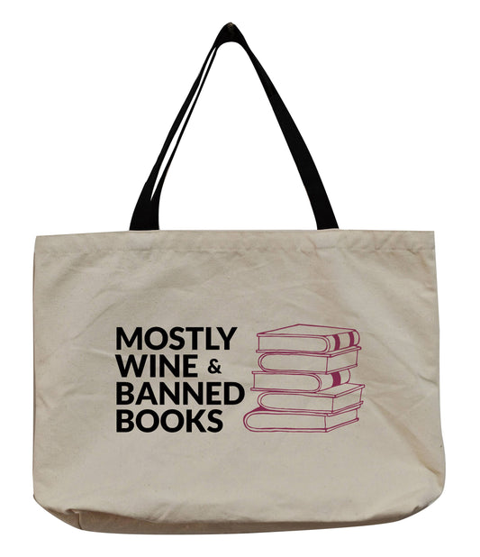Wine and Banned Books Canvas Tote Bag