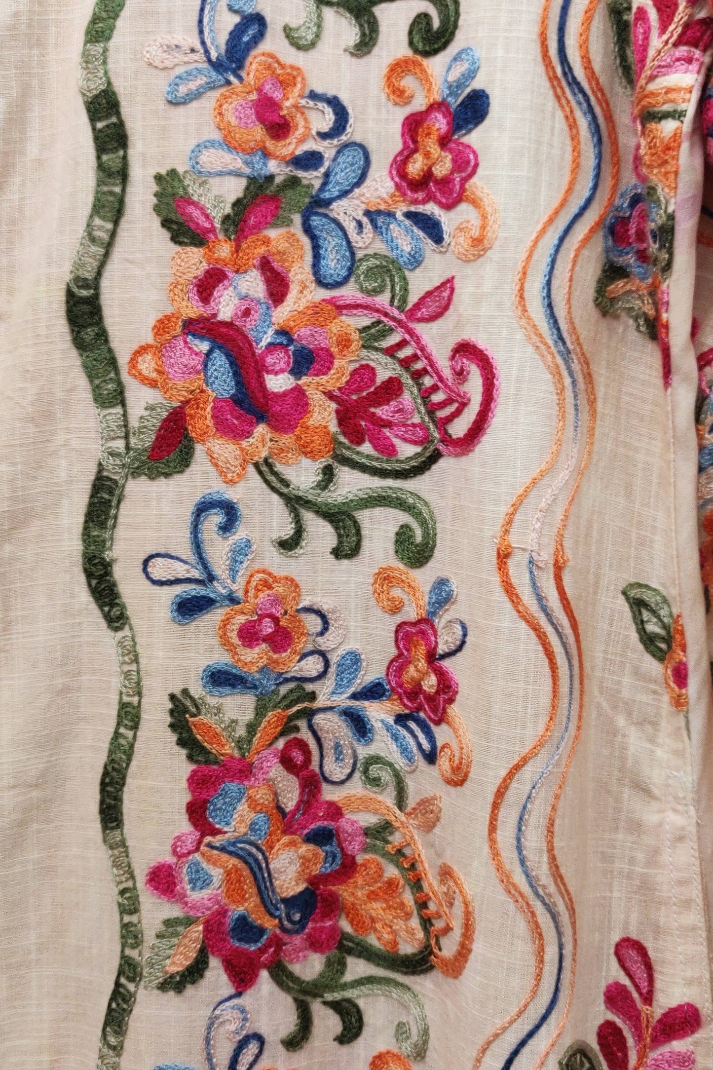Beauty Mark Embroidered Maxi Duster / Shirt Dress : Tea Wash / XL