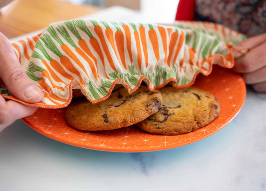 Reusable Bowl Cover- Carrot and Pomegranate: Carrot