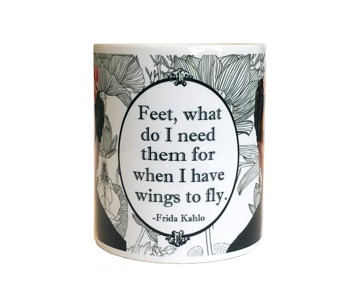 Frida Kahlo "Wings to fly" Coffee or Tea Mug: 11oz white ceramic mug