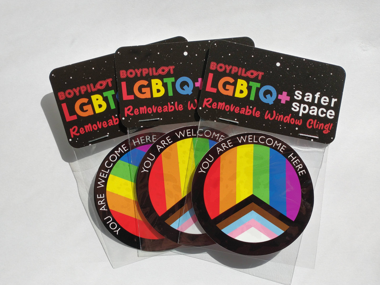 LGBTQ+ Safer Space Window Cling: No hole punch