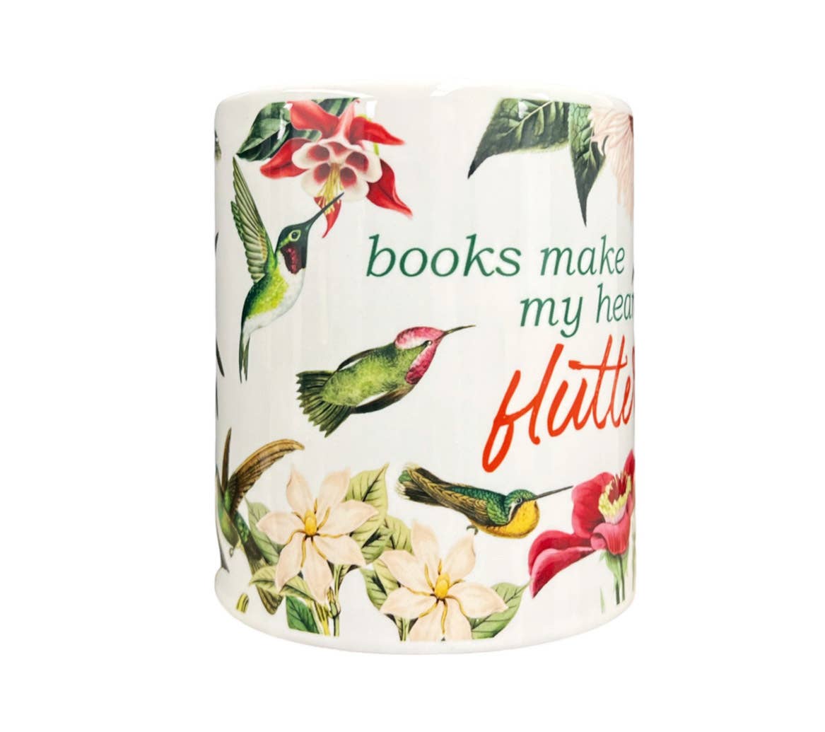 Books Make My Heart Flutter Hummingbird Tea Coffee Mug